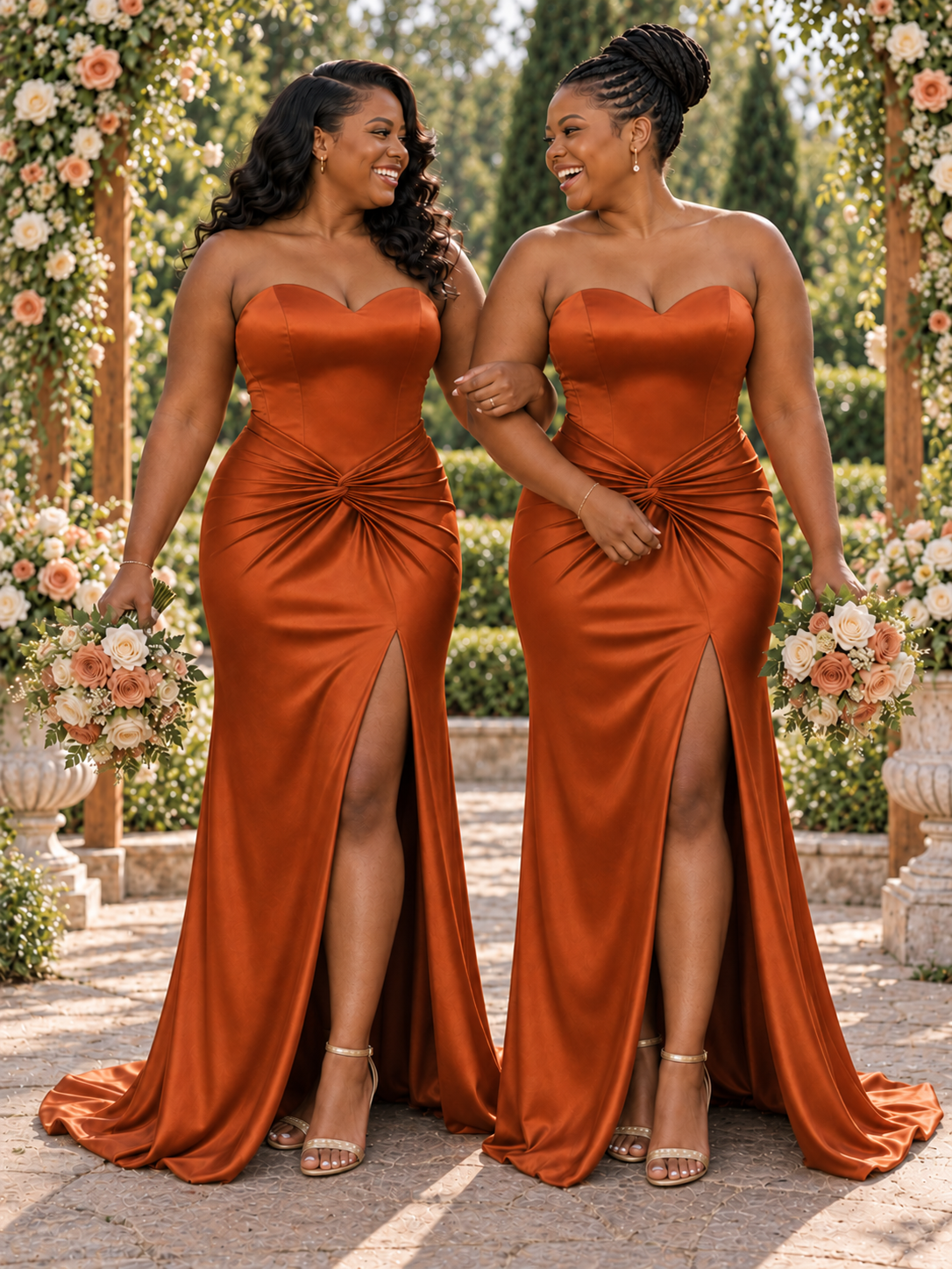 ChicSew Sweetheart Side Slit Mermaid Soft Satin Floor-Length Bridesmaid Dresses