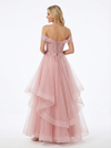 Gorgeous Off the Shoulder Lace Applique Corset A-line Glitter Tulle Prom Ball Gown