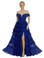 Pretty Off the Shoulder Tiered Tulle Corset Prom Ball Gown For Women