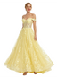 ChicSew Elegant Tulle Off Shoulder Sleeveless Lace Appliques A-Line Formal Prom Dresses