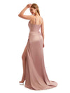 Long Satin Eucalyptus Formal Bridesmaid Dress