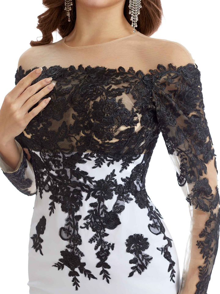 Sexy Soft Satin Long Sleeves Cold Shoulder Short Length Mother of The Bride Dresses