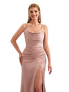 Long Satin Eucalyptus Formal Bridesmaid Dress