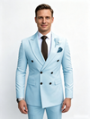 Classic 1 Piece Blue Men's Suit with Regular Fit and Sophisticated Peak Lapel