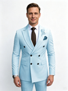 Classic 1 Piece Blue Men's Suit with Regular Fit and Sophisticated Peak Lapel