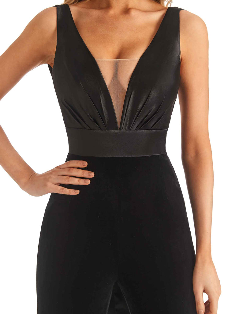 Winter Open Back Velvet Jumpsuit Bridesmaid Dresses