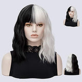 Women Curly Wavy Hair Wig with Wig Caps Synthetic Wigs for Party Halloween