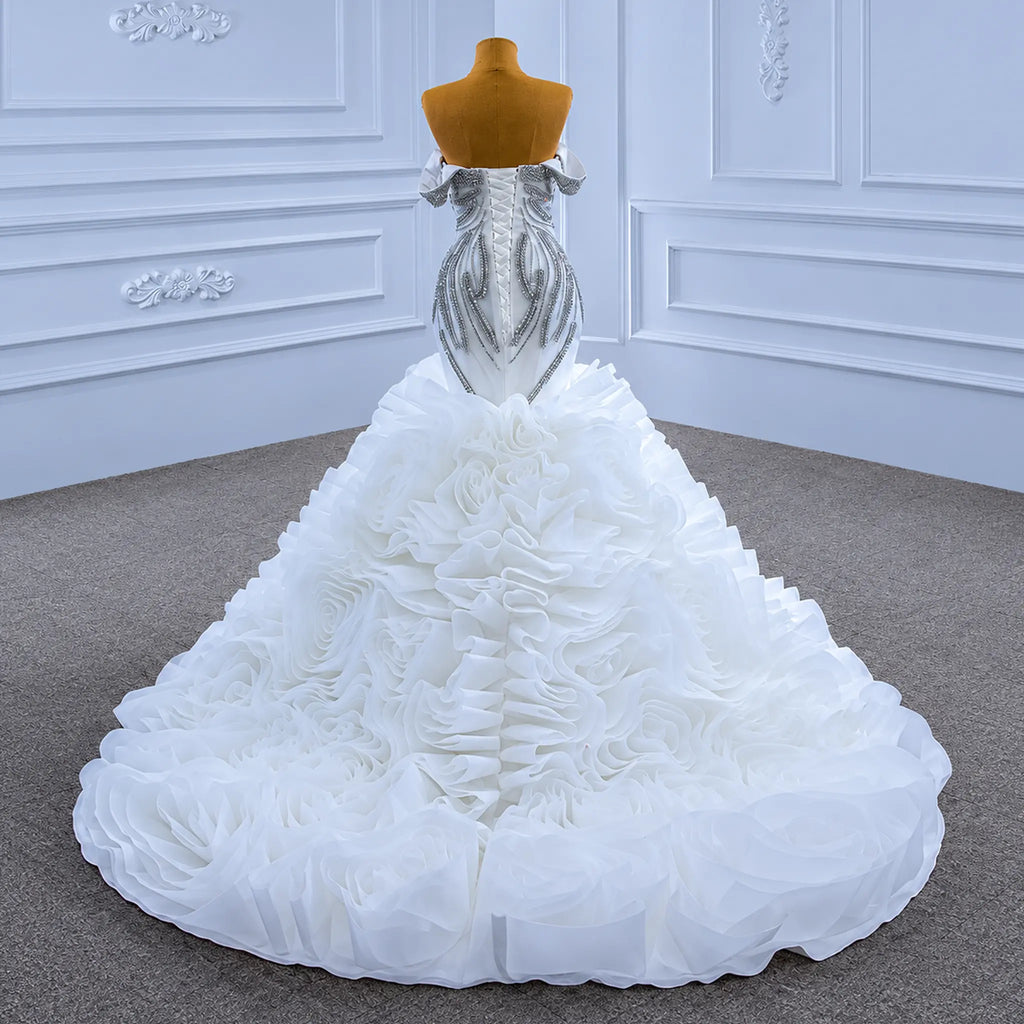 ChicSew Sparkly Off Shoulder Ball Gown Wedding Dress With Rhinestone