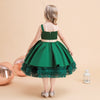 Elegant Bow Flower Girls Dress Satin Tulle Princess Gown for Wedding