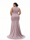 ChicSew V-Neck Ruched Mermaid Soft Satin Sleeveless Long Bridesmaid Dresses