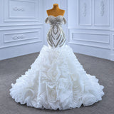 ChicSew Sparkly Off Shoulder Ball Gown Wedding Dress With Rhinestone