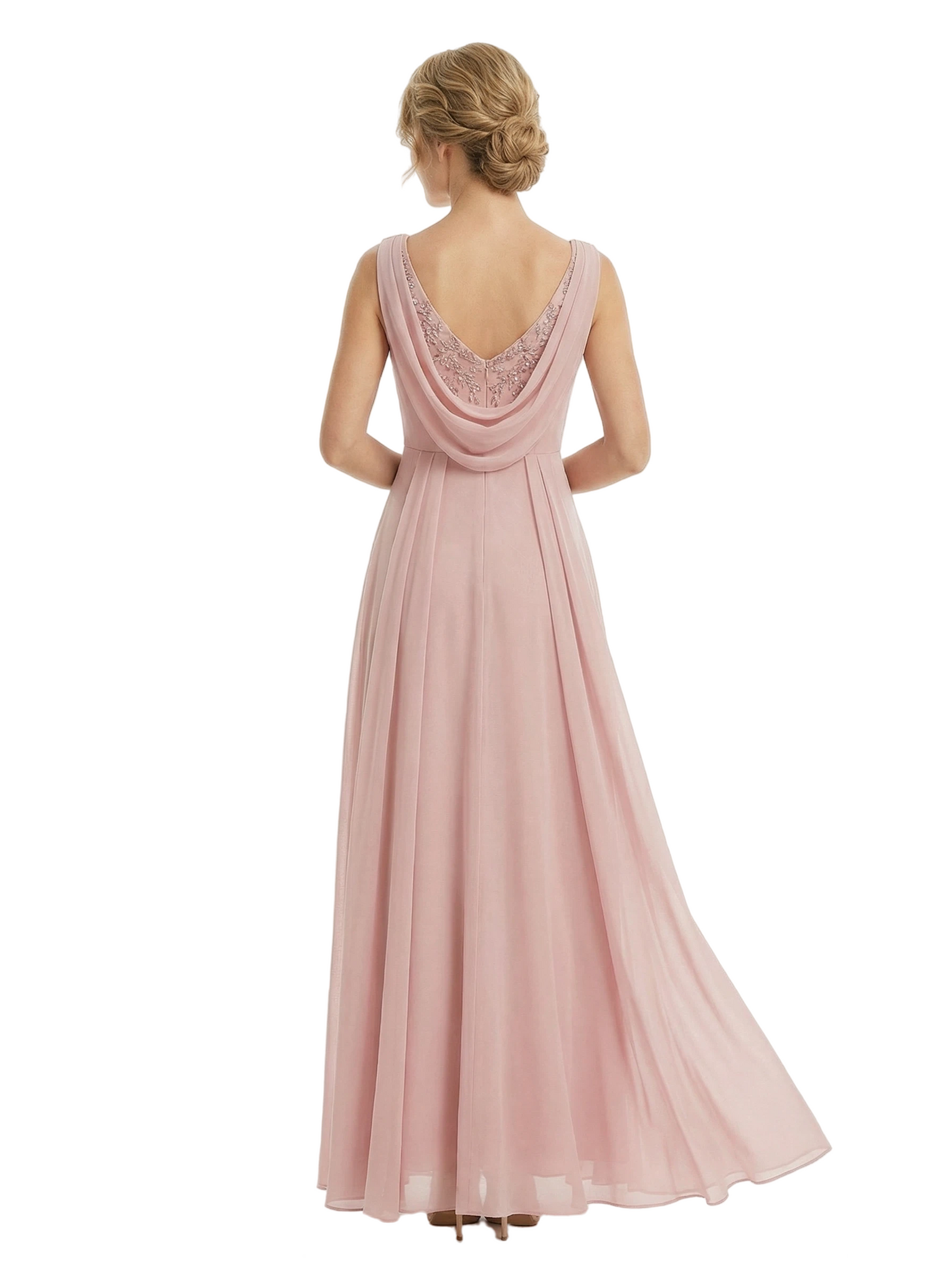 Beautiful V-Neck Mother Of The Bride Dress Sleeveless Applique Chiffon A-Line Gown