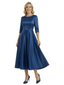 Elegant Scoop 3/4 Sleeves A-Line Tea-Length Mother Of The Bride Dress
