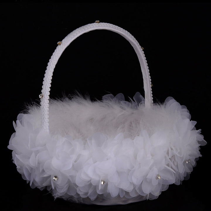 Creative Handmade Ostrich Feather Wedding Flower Basket, HL-5619