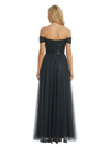 ChicSew Off The Shoulder Sequin Evening Dress Elegant Ruched Long Tulle Gown