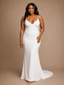 ChicSew Elegant V-Neck Spaghetti Straps Mermaid Crepe Floor-Length Wedding Dress