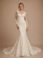 ChicSew Romantic Classy Sweetheart Lace Tulle Long Sleeves Mermaid Maxi Wedding Dresses