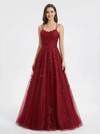 Elegant Lace Strapless A Line Long Tulle Party Prom Dresses
