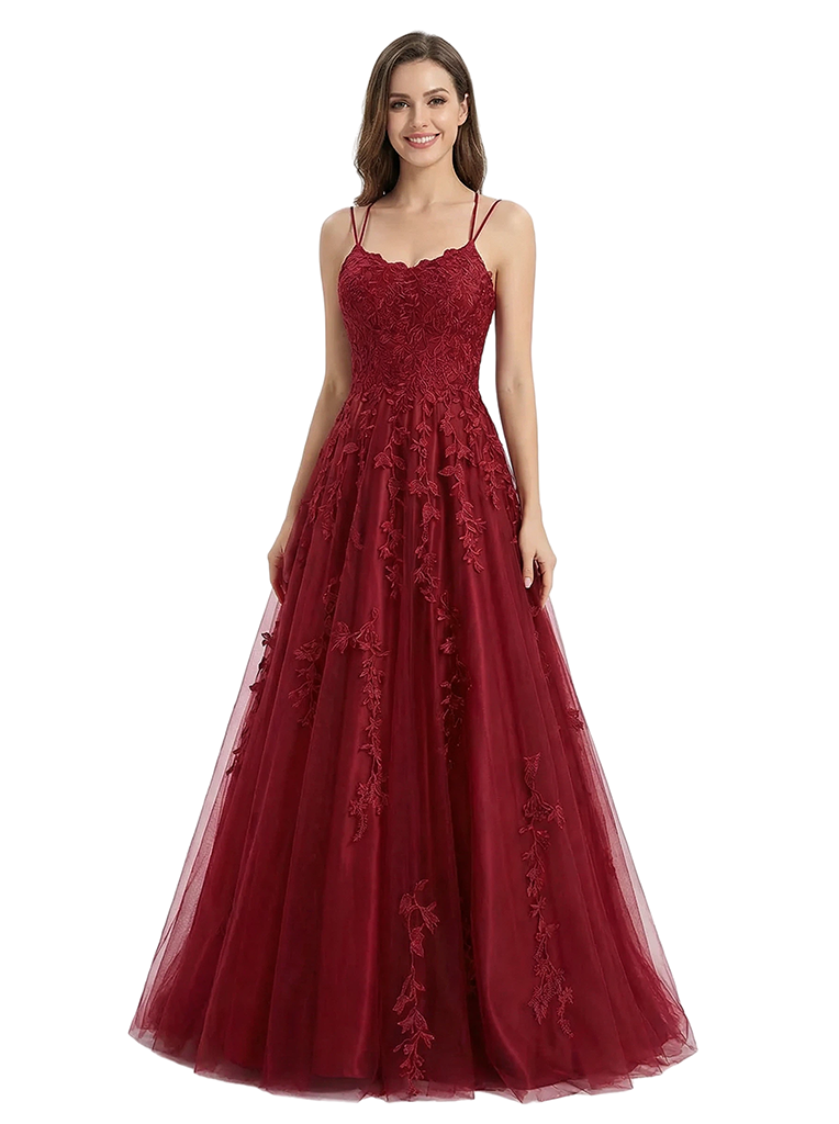 Chicsew Long Graduation Dresses Spaghetti Straps Lace Prom Gown Floor-Length A-Line Tulle Formal Dress, Custom Color(Leaving A note) Chicsew Long Graduation Dresses Spaghetti Straps Lace Prom Gown Floor-Length A-Line Tulle Formal Dress, Custom Color(Leaving A note)