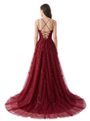 ChicSew Spaghetti Straps Lace Prom Gown Floor-Length A-Line Tulle Formal Dress
