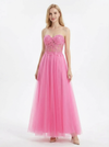 Strapless Sweetheart Lace A Line Long Party Grad Dresses
