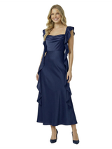 Elegant Square Neck Ruffles Sleeveless A-Line Prom Dress Long Evening Gown