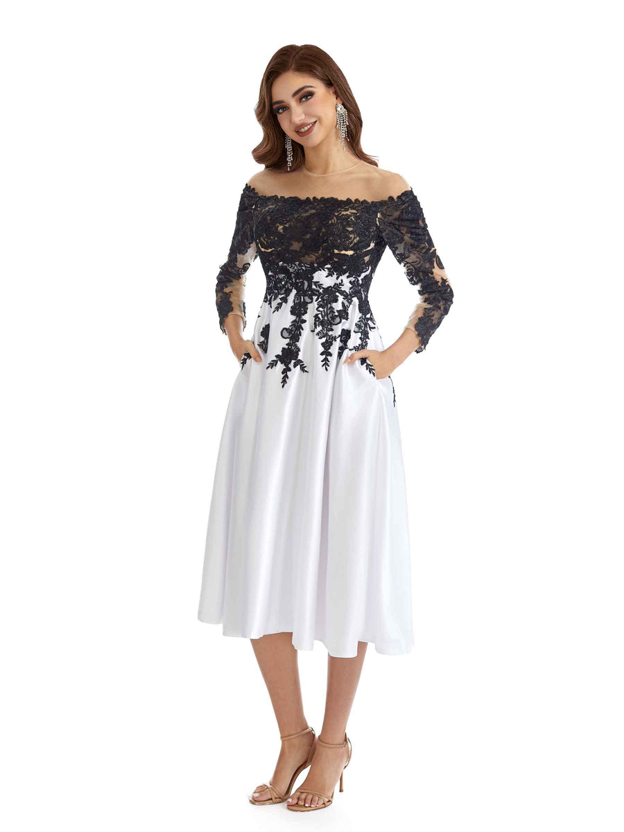 Elegant Long Sleeves Off The Shoulder Short Mother Of the Bride Dresses