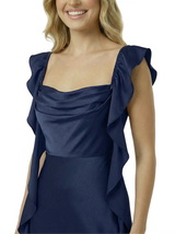 Elegant Square Neck Ruffles Sleeveless A-Line Prom Dress Long Evening Gown