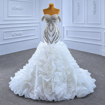 ChicSew Sparkly Off Shoulder Ball Gown Wedding Dress With Rhinestone
