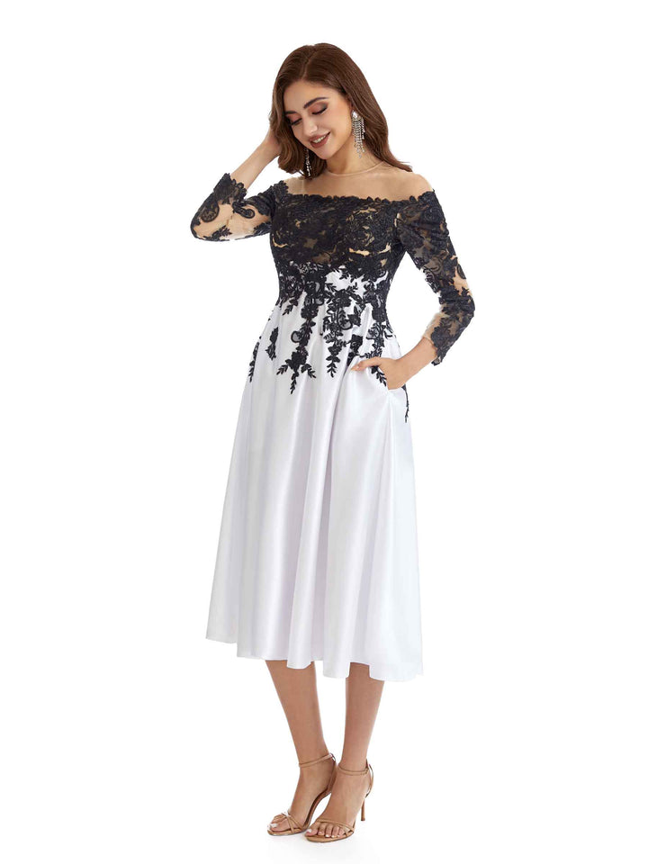 Elegant Long Sleeves Off The Shoulder Short Mother Of the Bride Dresses