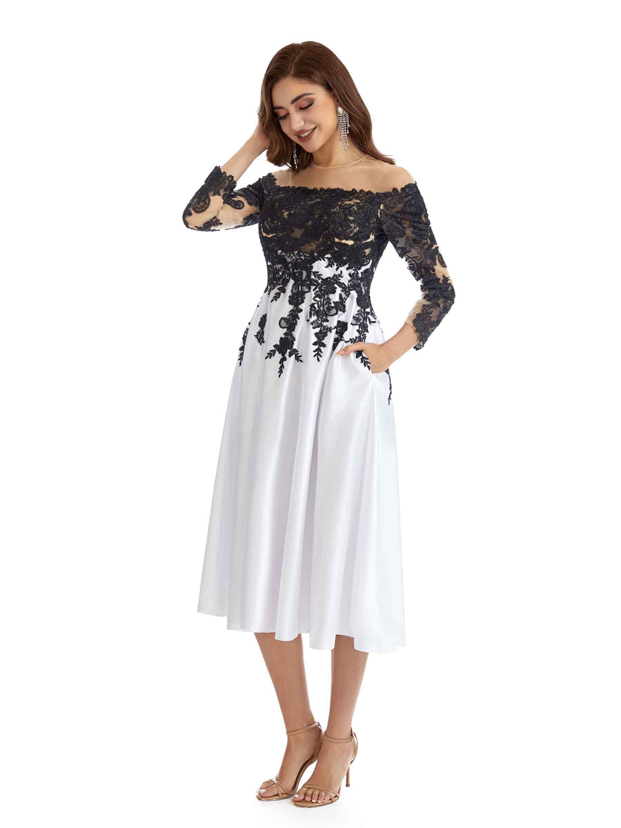 Elegant Long Sleeves Off The Shoulder Short Mother Of the Bride Dresses