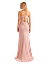Elegant Mermaid Pleats Strapless Stretchy Jersey Long Formal Bridesmaid Dresses