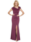 Elegant Asymmetrical Cap Sleeves Side Slit Satin Mermaid Long Mother of the Brides Dresses