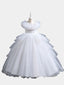 Elegant Long Flower Girls Dress Satin Tulle Princess Gown for Wedding Kids Tutu Dress