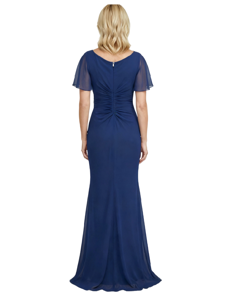 Elegant Chiffon Bell Sleeves Mermaid Side Slit Mother of The Bride Dresses