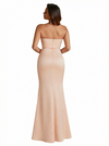 Elegant Sweetheart Strapless Mermaid Ruched Satin Long Formal Dresses Side Slit