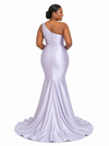 ChicSew Sexy One Shoulder Lace Beaded Mermaid Soft Satin Floor-Length Bridesmaid Dresses