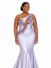 ChicSew Sexy One Shoulder Lace Beaded Mermaid Soft Satin Floor-Length Bridesmaid Dresses