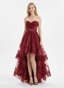 Cute Lace Sweetheart High Low Long Party Prom Dresses