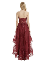 ChicSew Unique Sweetheart High-Low Tulle Prom Dresses With Sequined Lace Applique