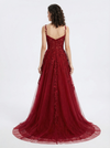 Elegant Lace Beaded Strapless A-line Long Party Prom Dresses