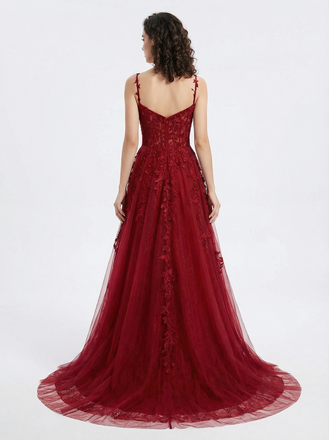 Elegant Lace Beaded Strapless A-line Long Party Prom Dresses