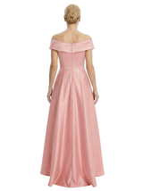 Elegant Off Shoulder Sleeveless Mother of The Bride Dress Satin A-Line High-Low Gown