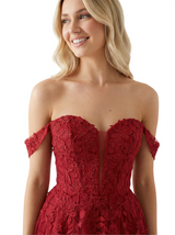 ChicSew Off The Shoulder A-Line Lace Tulle Maxi Party Prom Dresses