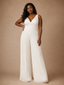 ChicSew Unique Pleated Chiffon V-Neck Floor-Length Long Wedding Jumpsuit