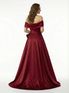 Classy Off The Shoulder A-Line Prom Dress Elegant Satin Floor Length Formal Evening Gown