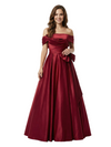 ChicSew Classy Off The Shoulder Satin A-Line Formal Evening Dresses With Bow