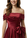 ChicSew Classy Off The Shoulder Satin A-Line Formal Evening Dresses With Bow