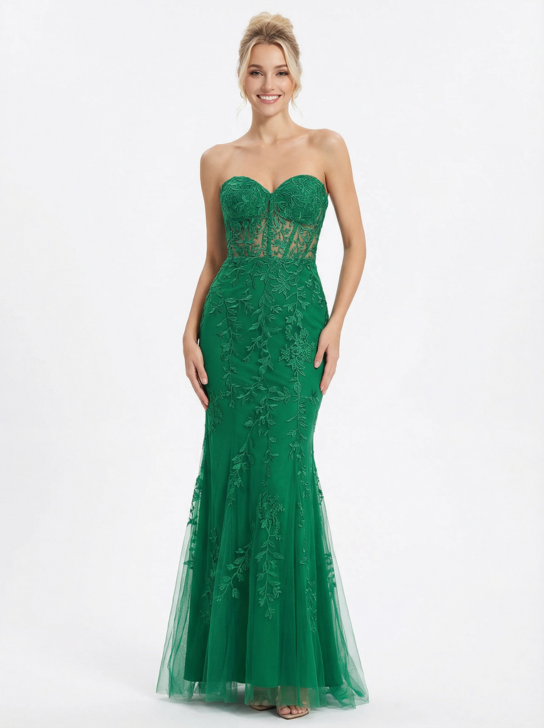 Unique Sweetheart Lace Mermaid Luxury Formal Evening Gown