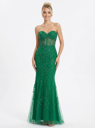 Unique Sweetheart Lace Mermaid Luxury Formal Evening Gown